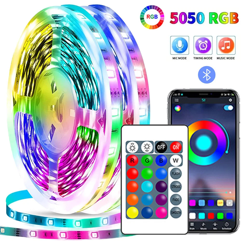 Led Strip Lights Bluetooh App IR Remote Control Wifi 1-30M USB RGB 5050 Flexible Diode Tape For Room Decoration TV Backlights