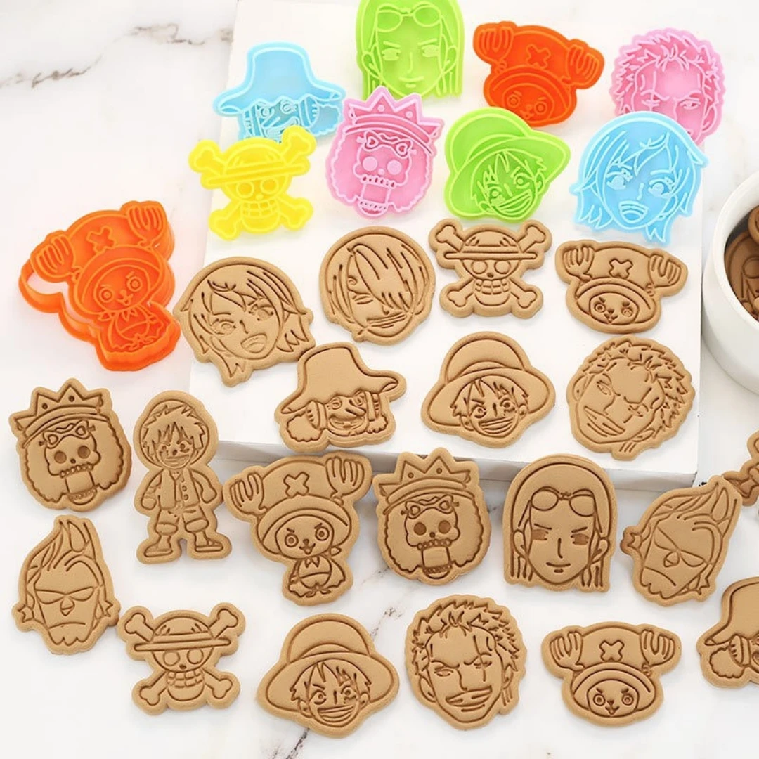 One Piece Cookie Cutter Set Cute Luffy Zoro Nami Ace Fondant Biscuit Embossing Mold Home Kitchen Baking Tool Gift for Fans