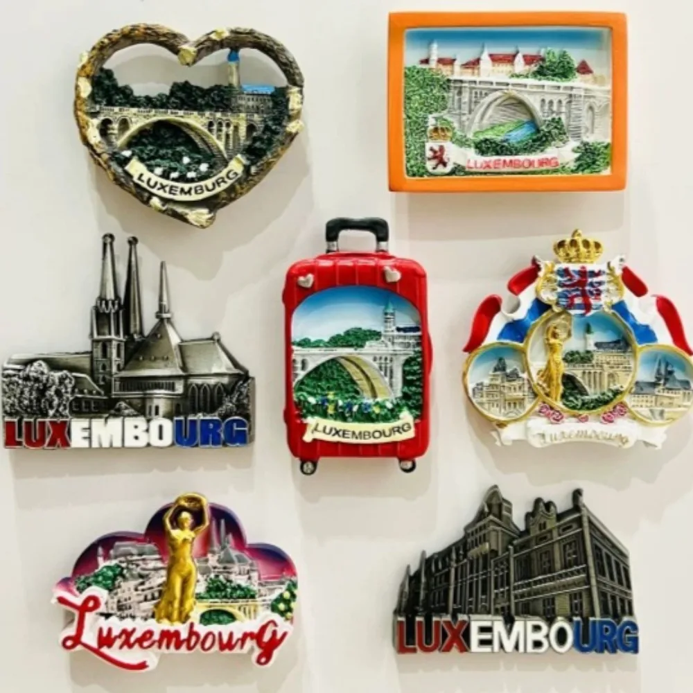 Luxembourg 3D Fridge Magnets Tourism Souvenir Handicraft Resin Refrigerator Magnets Sticker Collection Home Decoration Gift