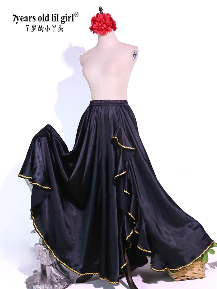 2024New Belly Dancing Side Pulling Long Satin Skirt Lady Belly Dance Skirts Women Sexy Oriental Belly Dance Skirt Professi FF24