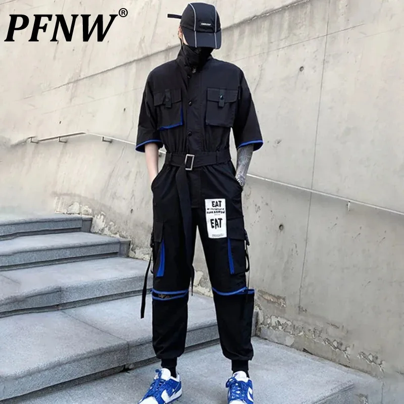 PFNW Men\'s Tactcial Rompers Cargo Pants High Street Streetwear Autumn Tide Loose Multiple Pockets Techwear Chic Fashion 12A1644