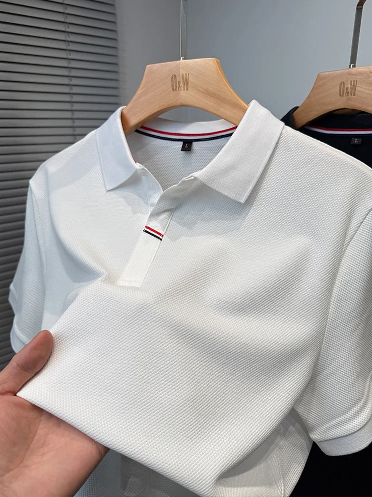 

Hot Sales Fashion Trend Men's Polo Shirt Seagull Neck Embroid Short Sleeve Mulberry Silk T-Shirt Summer Quality Brand Men's Wear