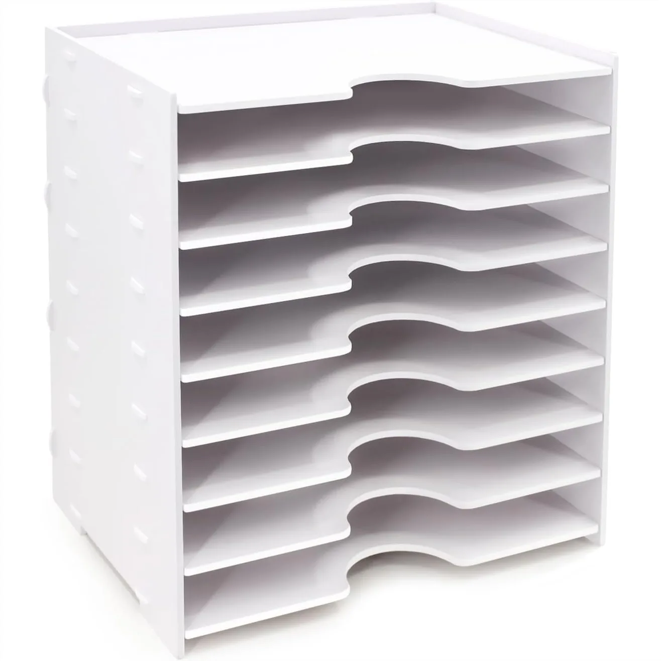 

9 Tier File Organizer for Desk, Wide Document Holder & Mail Tray Storage Rack, Paper Sorter for Home Office School, White