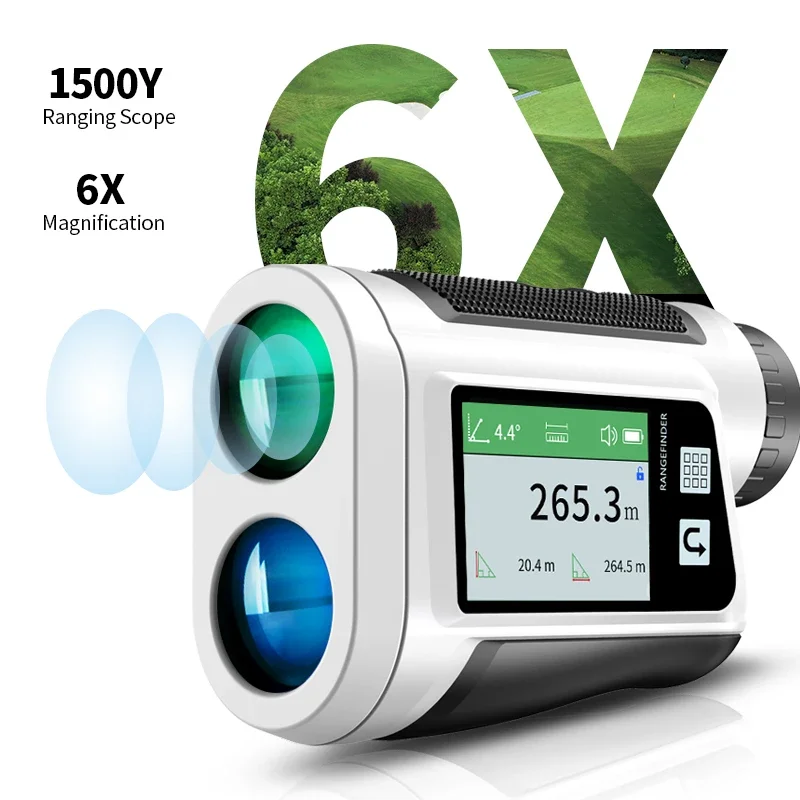 Golf Range Finder Laser Golf Distance Rangefinder 6X Magnification Rechargeable Range Finder with Flag Lock Vibration with Slope