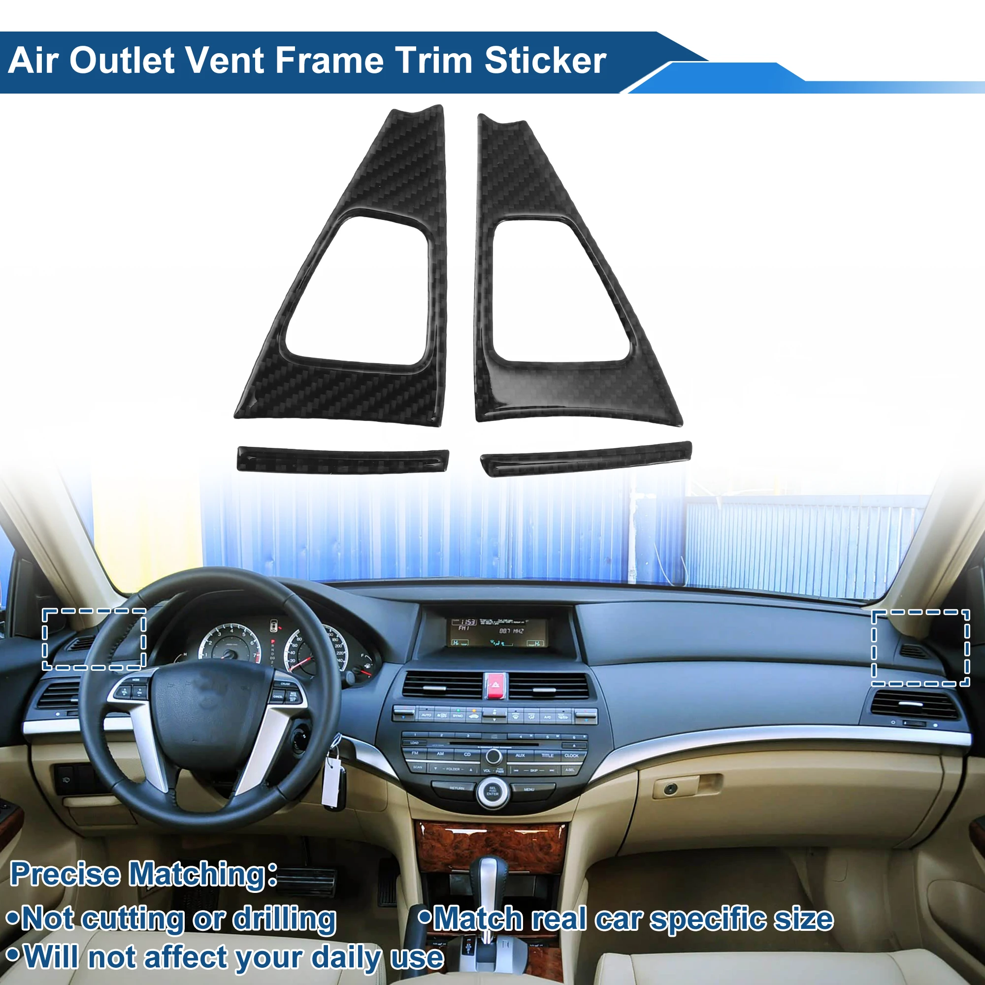 UXCELL Air Condition Outlet Vent Trim Cover Frame for Honda Accord Carbon Fiber Black