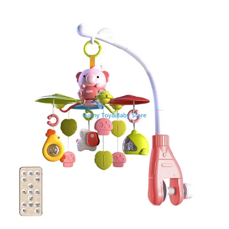 Cartone animato elefante scatola musicale presepe mobile rotante sonaglio giocattolo per bambini con musica calmante e visiva