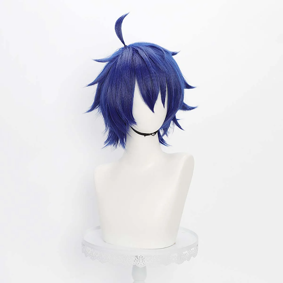Anime Tougen Anki Shiki Ichinose Cosplay  Short Dark Blue Synthetic Hair Wig