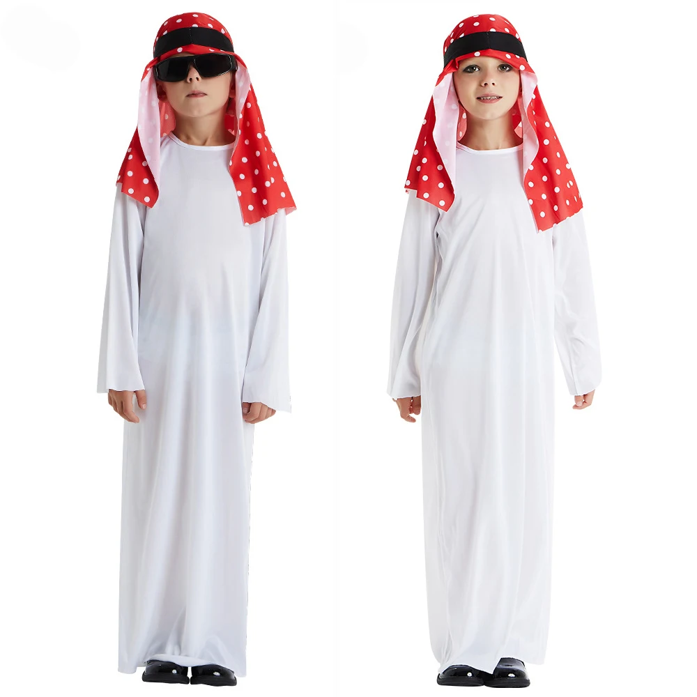 Umorden Child Arab Arabian Sheik Prince King Costume Kids Arabian Nights Costumes Cosplay for Boys Halloween Carnival Dress Up