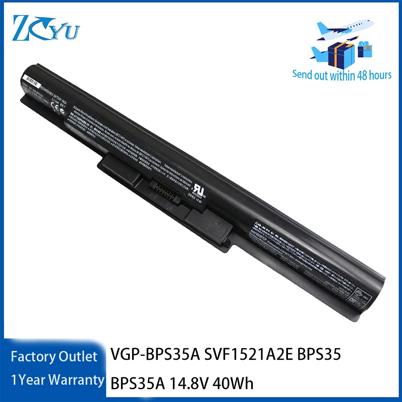 Batería VGP-BPS35A para Sony Vaio Fit 14E 15E SVF1521A2E BPS35 BPS35A 14.8V 40Wh