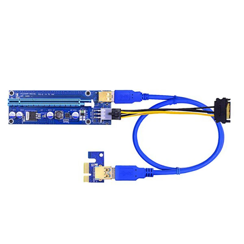 

6 шт., PCI-E адаптер VER009S, PCI-E, 1X до 16X, 6Pin, USB3.0, Графическая карта, Удлинительный кабель, адаптер для майнинга