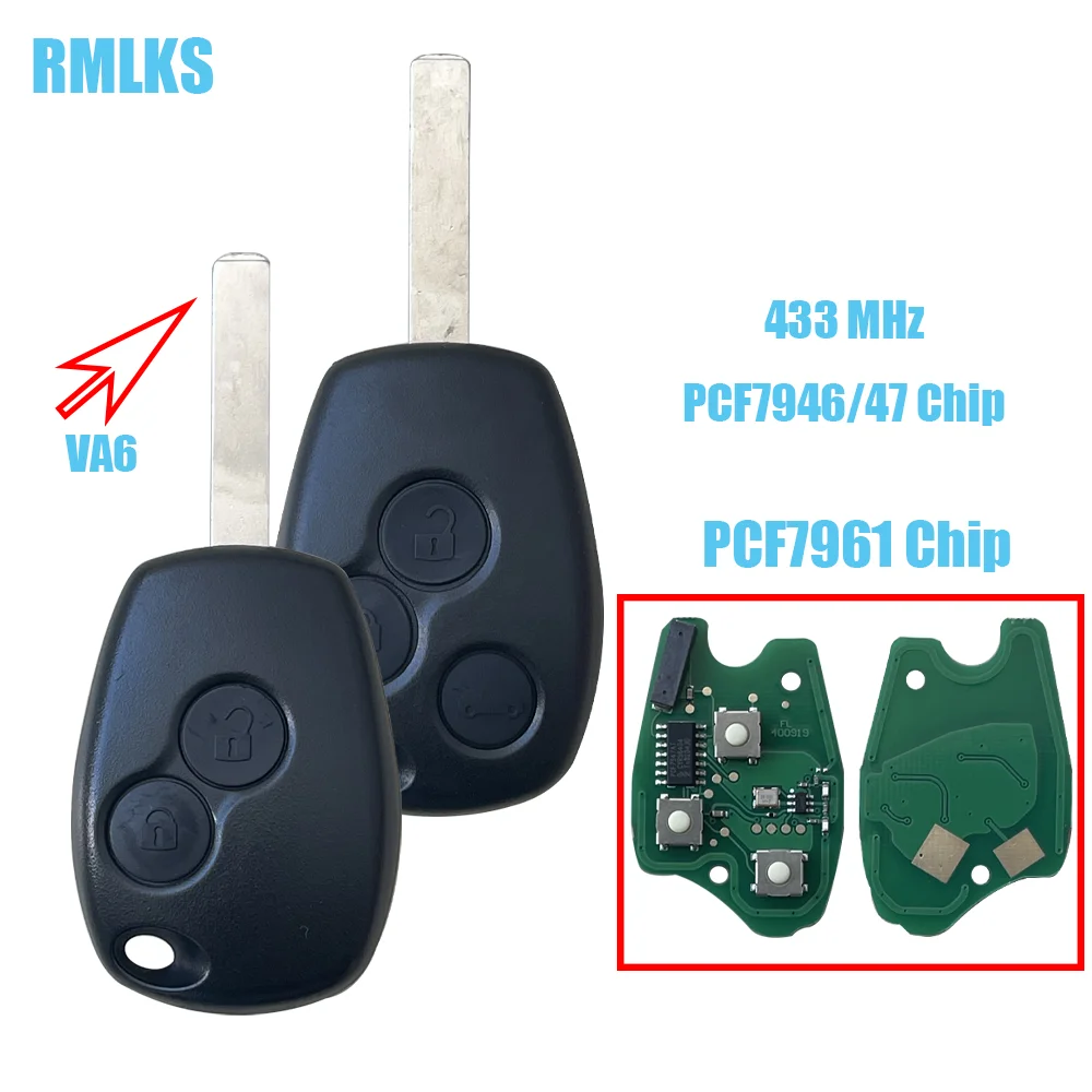 

For Renault Duster Modus Clio 3 Twingo DACIA Logan Sandero Kangoo PCF7946 PCF7947 4A Chip Car Remote Key 433MHz With Blade