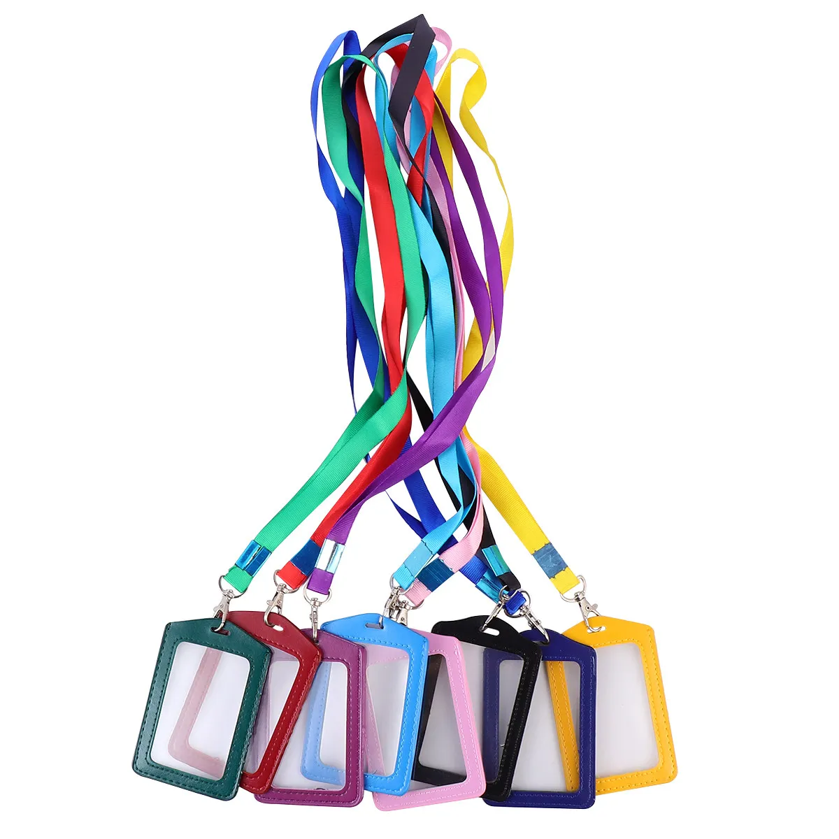 8Pcs Waterproof Badge Holder Lanyard Double-Sided Transparent Work Cards Holder Front Id Window for Students Teachers