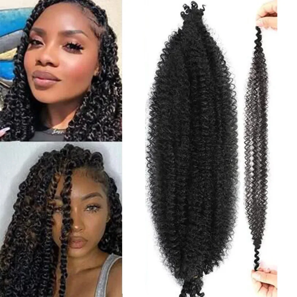

Synthetic Crochet Braid Hair Kinky Curly Braiding Hair Marley Braids Afro Twist Hair Bulk Extensions Marely Hair For Black Woman