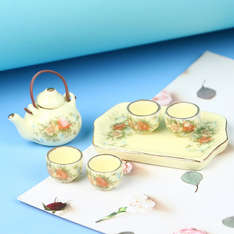 Miniature Items Miniature Tableware Miniature Tea Set Mini Tea Set Miniature Te Game 1:12 Scale Ceramic Miniature Coffee