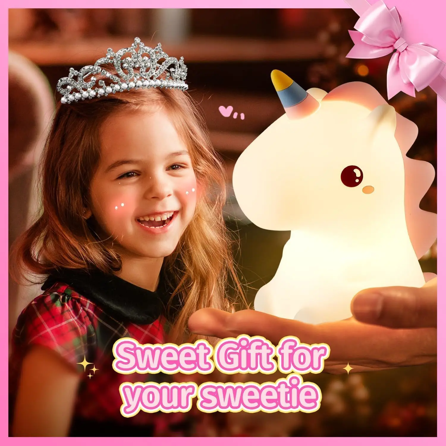 Unicorn Cute Silicone LED Night Light For Kids Children USB Rechargeable Cartoon Animal Bedroom Decor Touch Night Lamp for Gifts