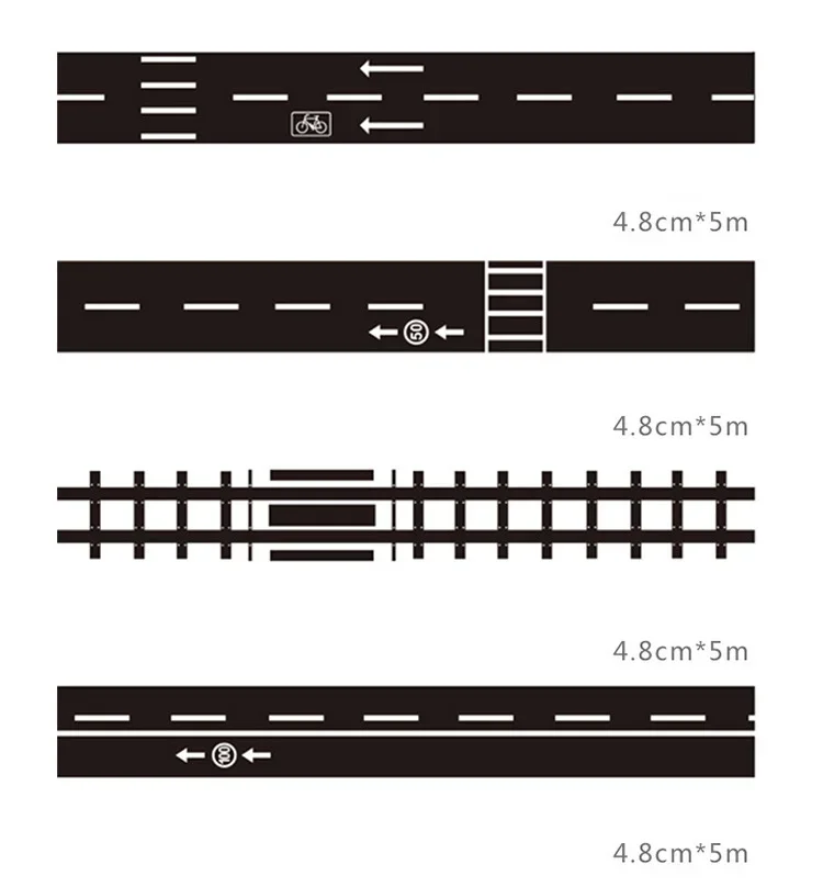 48mmX5m Eisenbahn Autobahn Straße Band Aufkleber Breite Kreative Verkehrs Straße Abdeckklebeband Straße für Kinder DIY Spielzeug Auto Spielen – Detail 3