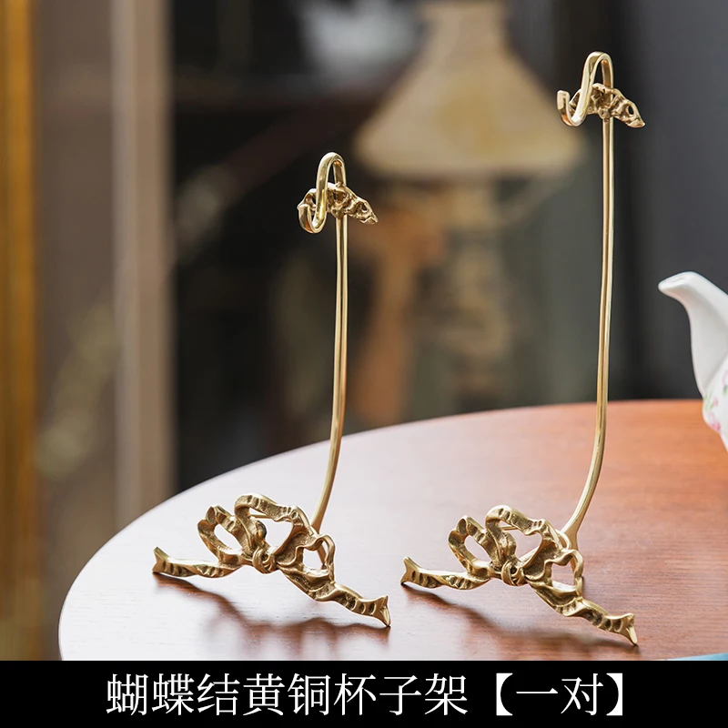 Decorative Cup and Saucer Display Stand Teacup Holder Rack Easel Brass Gold