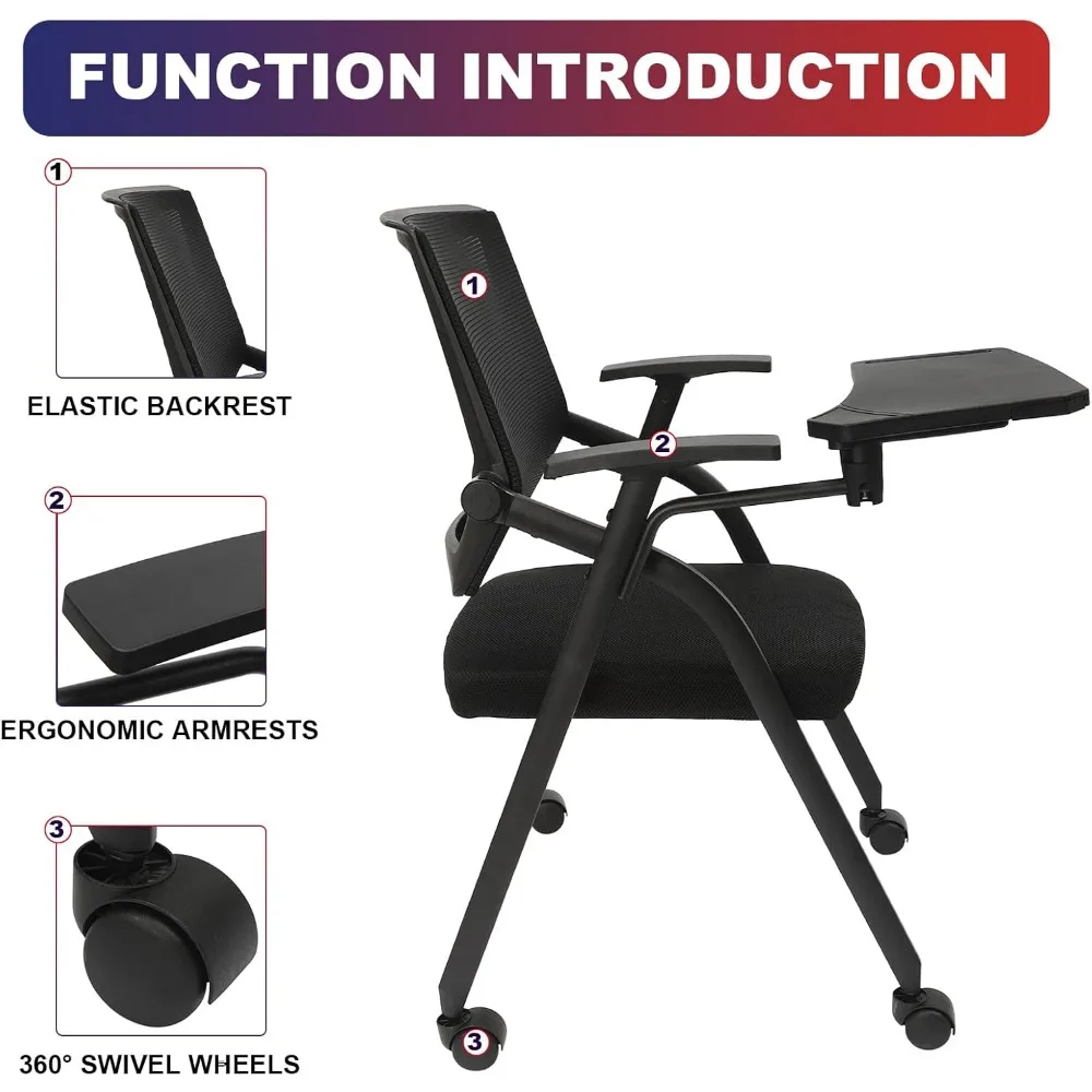 par de cadeiras de malha empilháveis com rodízios para recepção de convidados e uso no escritório