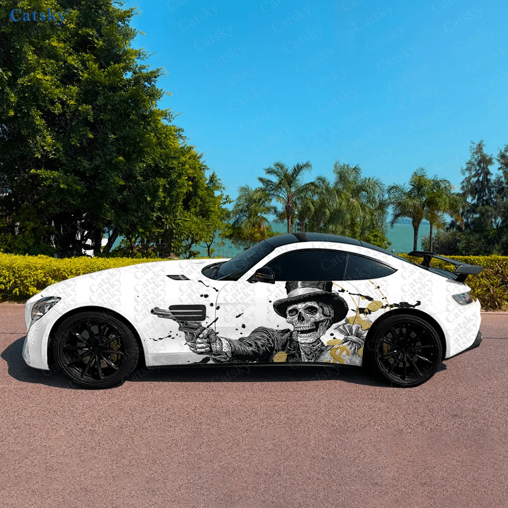 

Смокинг с черепом, украшение на боковую наклейку автомобиля, водонепроницаемая ПВХ-наклейка, устойчивая к царапинам, защита автомобиля, автоаксессуары в подарок