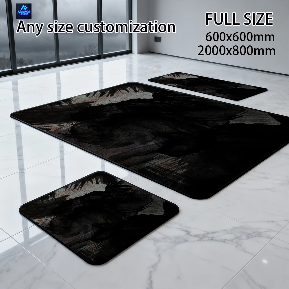 Deskpad Black Large Computer Mat Desktop Accessories Mouse Pad 160x60cm Aesthetic Abstract Mousepad Office Carpet 1200x600mm
