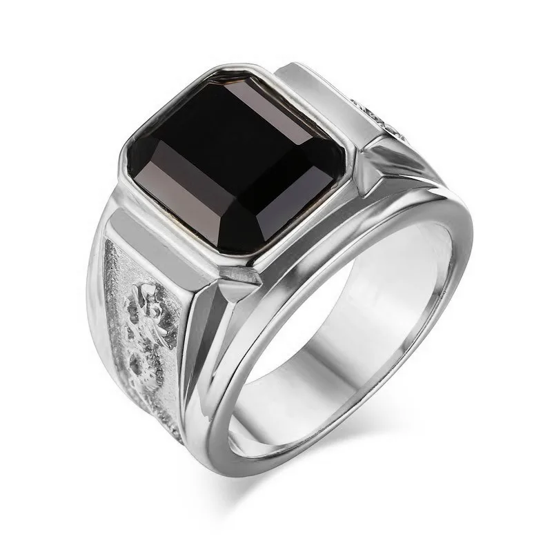 New domineering dragon pattern inlaid zircon men\'s ring, retro contract mosaic hand jewelry