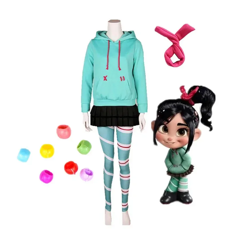 Anime Ralph Vanellope de Schweetz Cosplay trajes de alta calidad disfraces de Carnaval de Halloween NM261