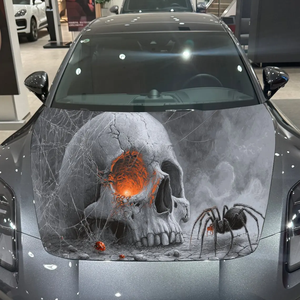 

Готический череп, паук, Чудо-путешествие, ПВХ, обертывания на капот автомобиля, самоклеящаяся водонепроницаемая наклейка на капот автомобиля, защита украшения автомобиля