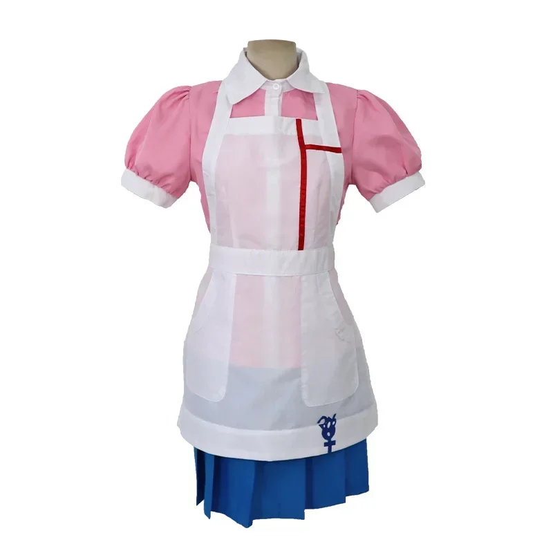 Danganronpa 2 Goodbye Despair Mikan Tsumiki Cosplay Costume with Long Black Wig Blouse Skirt School Girl Lolita Maid Apron