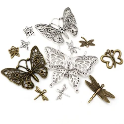 New Fashion Antique Silver Plated Bronze Plated Dragonfly Butterfly Handmade Charms Pendant:DIY for bracelet necklace