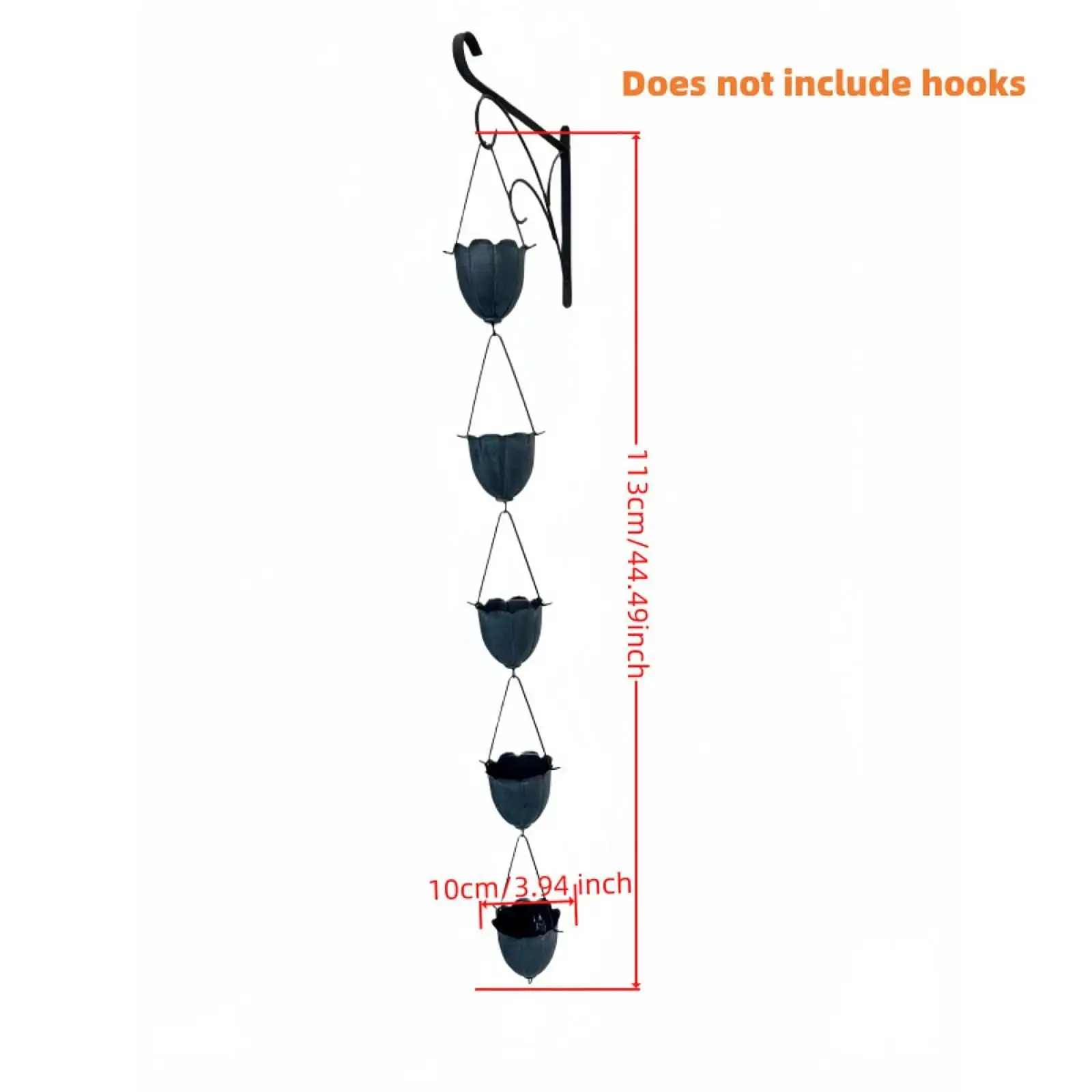 Rain Chain Decorative Hanging Ornament with Cups Rain Catcher Chain Iron Gutter Chain for Gazebo Outdoor Courtyard Shed Awning