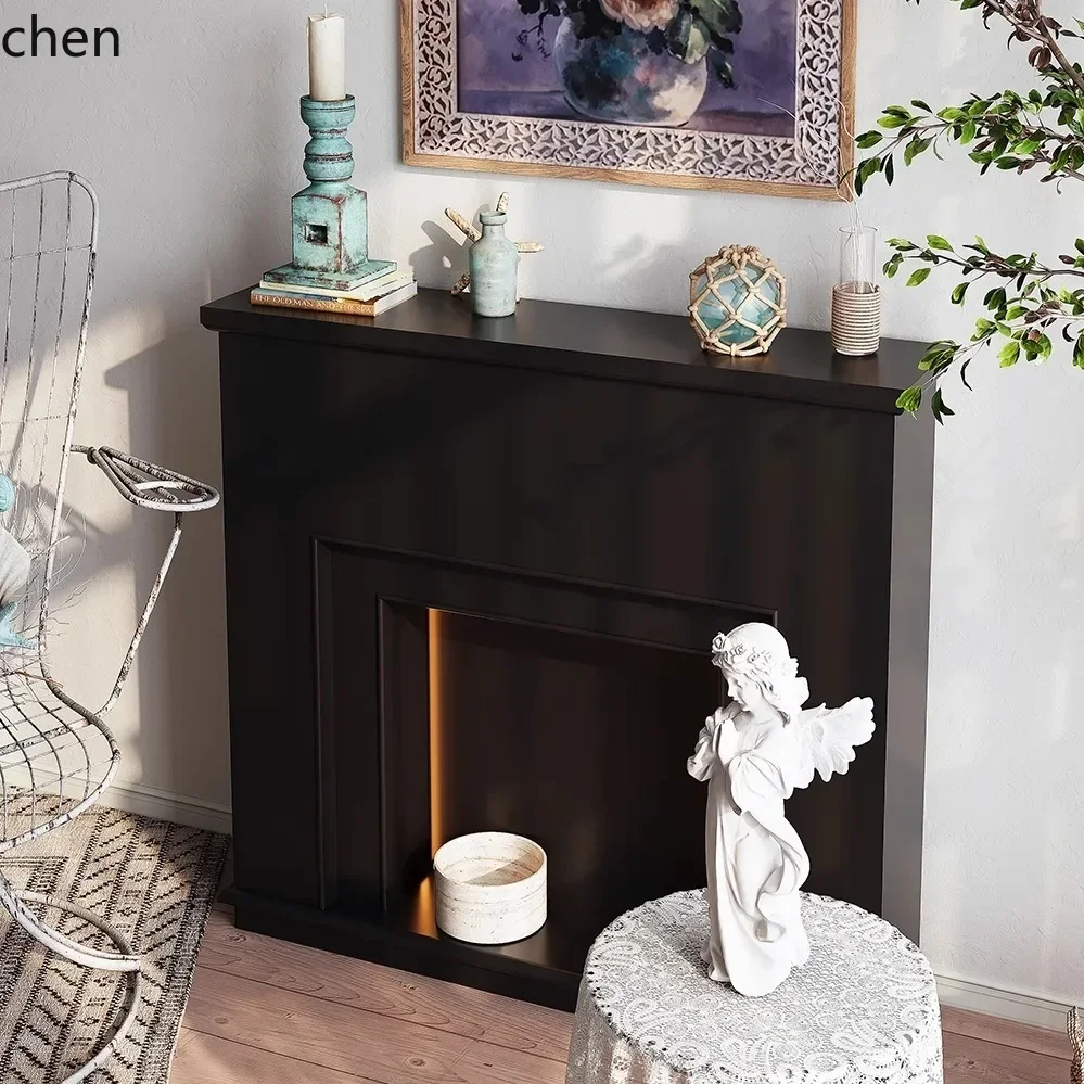 HYS Retro Fireplace Decorative Cabinet Living Room Electronic Simulation Entryway Storage Rack