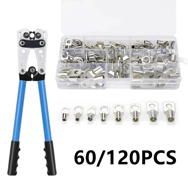 

120/60x Copper Ring Terminal Wire Crimp/Solder Connector Bare Cable Battery Terminals Assorted Kit HX-50B