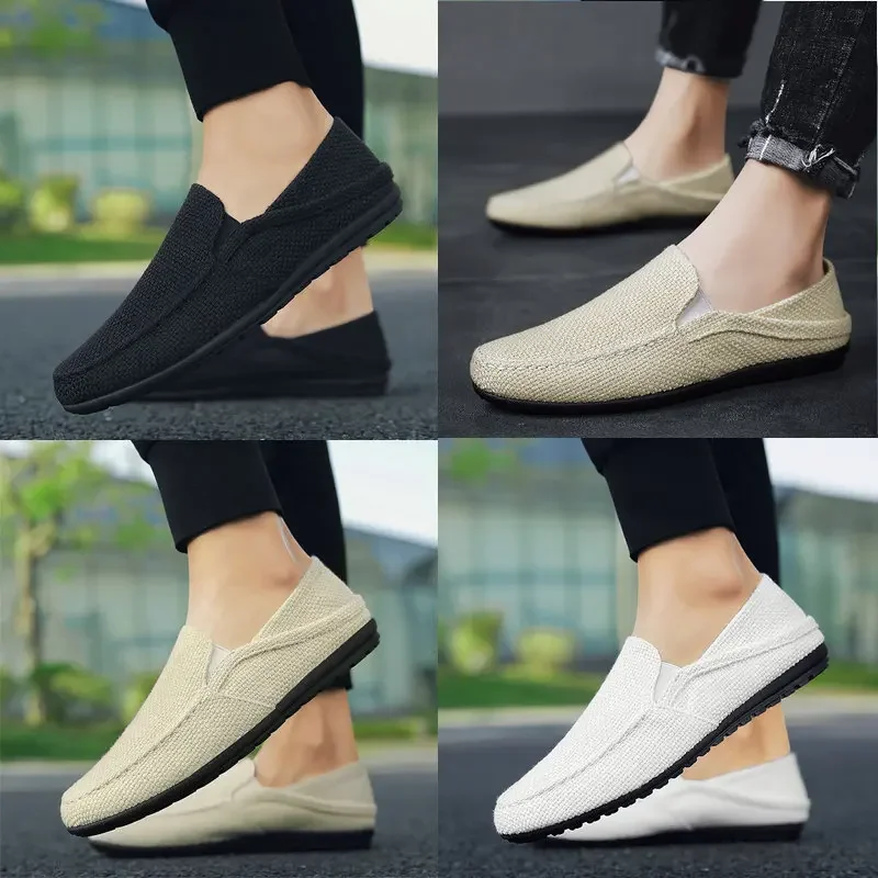 New Men Shoes Hemp Breathable Men Casual Shoes Driving  Men Soft Comfortable Loafers Brand Fashion Half Slippers Flats2023