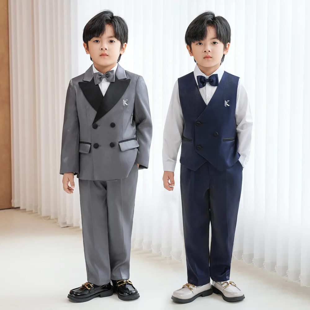 

Children's Formal Suit Dress British Boy's Wedding Birthday Photography Host Performance Costume Kids Blazer Tops