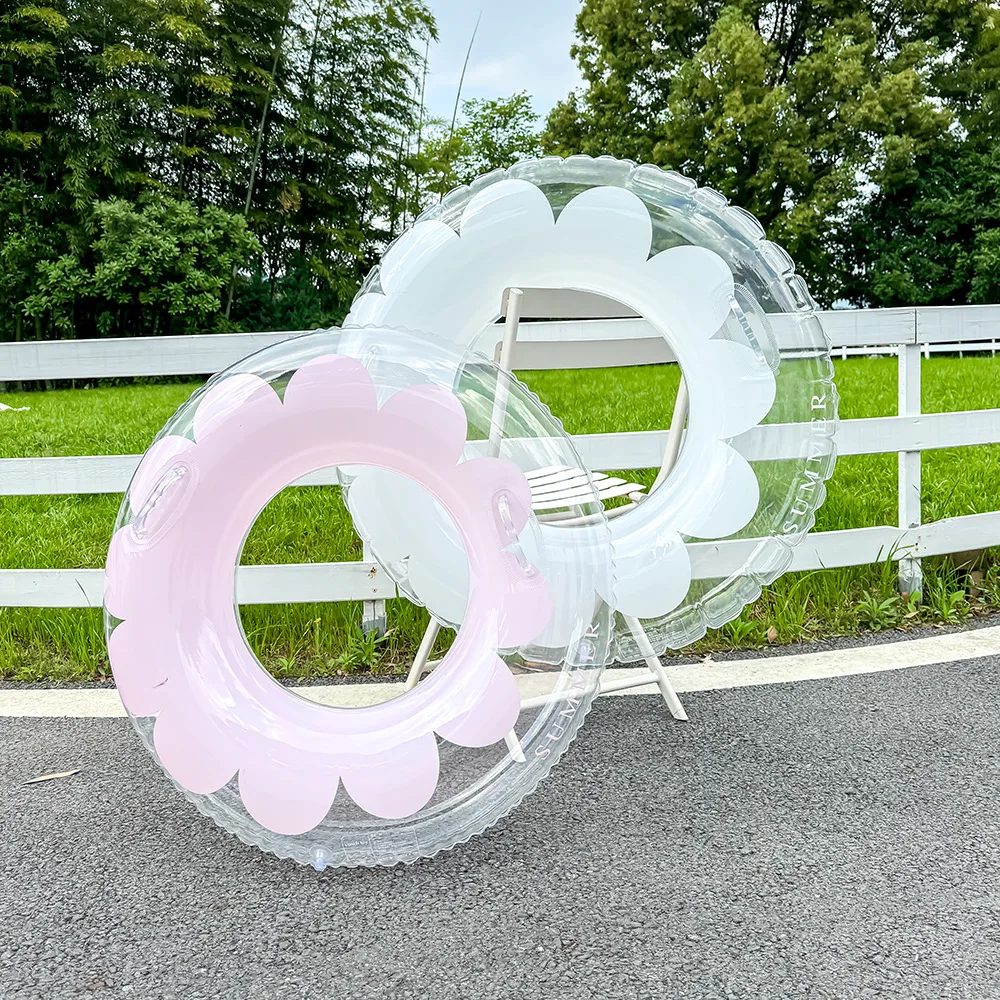 2026 New Summer INS Transparent Flower Swim Ring For Adults Thickened Anti Rollover Safe Portable Armpit Float Beach Party Toy
