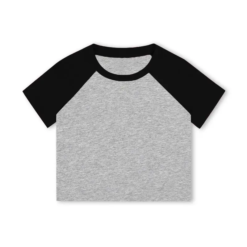 EBAIHUI Raglan Sleeve Color Block Design Women's T-shirt Simple and Versatile Ladies Top Summer Round Neck Short Casual Tees