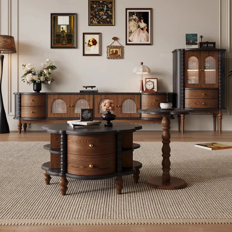 

Classic Shelf Oak Tv Cabinet Modern Brown Vintage Storage Designer Tv Cabinet Nordic Solid Wooden Muebles De Salon Furniture