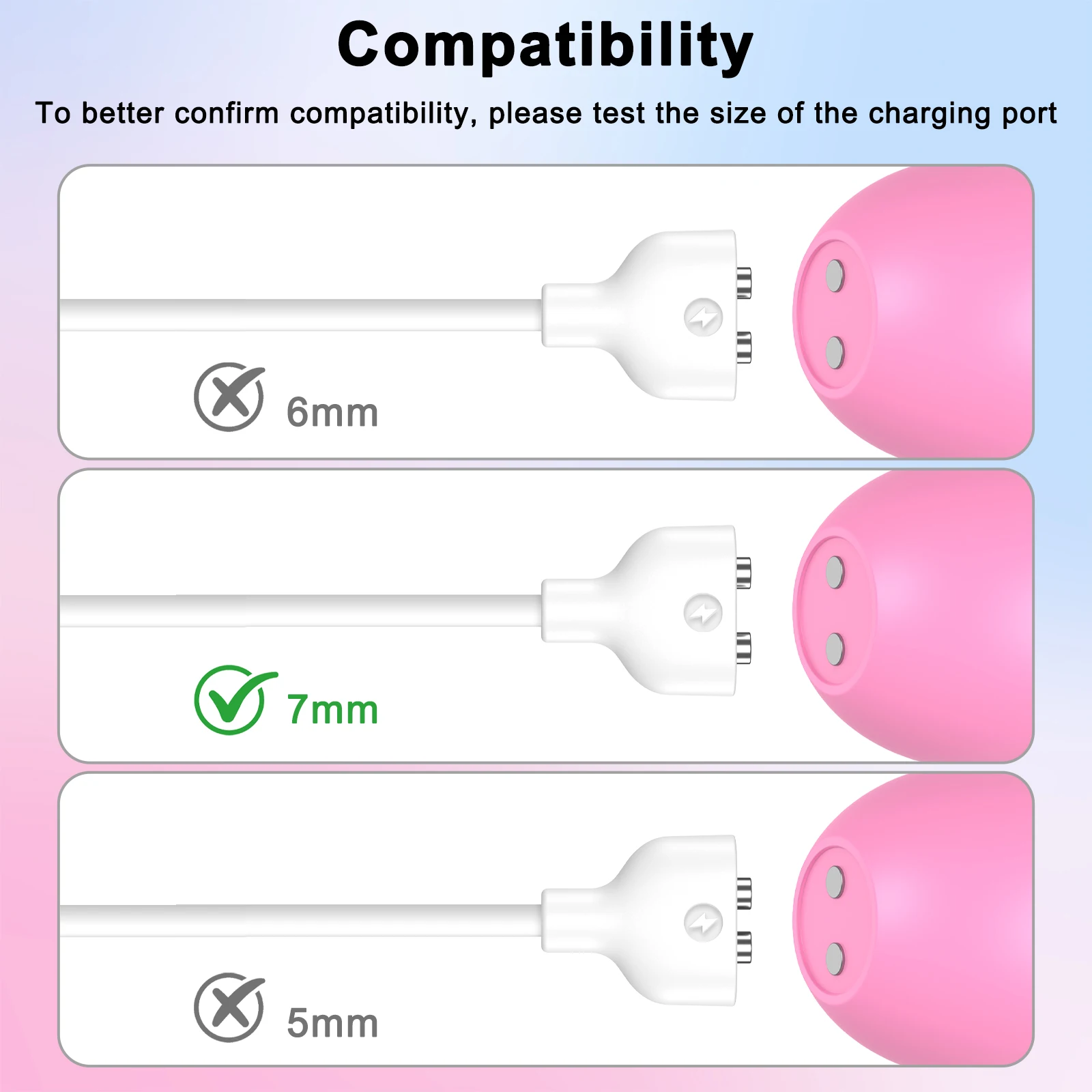 2-Pin-Magnetladekabel mit 5mm, 6mm, 7mm Abstand zwischen den Pins, USB-Ladegerät mit Magnetanschluss für Schönheitsgeräte und Zahnbürsten – Detail 3