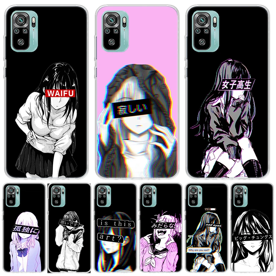 Sad Anime Aesthetic Senpai For Xiaomi Redmi Note 13 12 11S 11 10S 10 Pro Phone Case  11T 11E 9S 9 8T 8 7 Plus Fundas Cover Coque