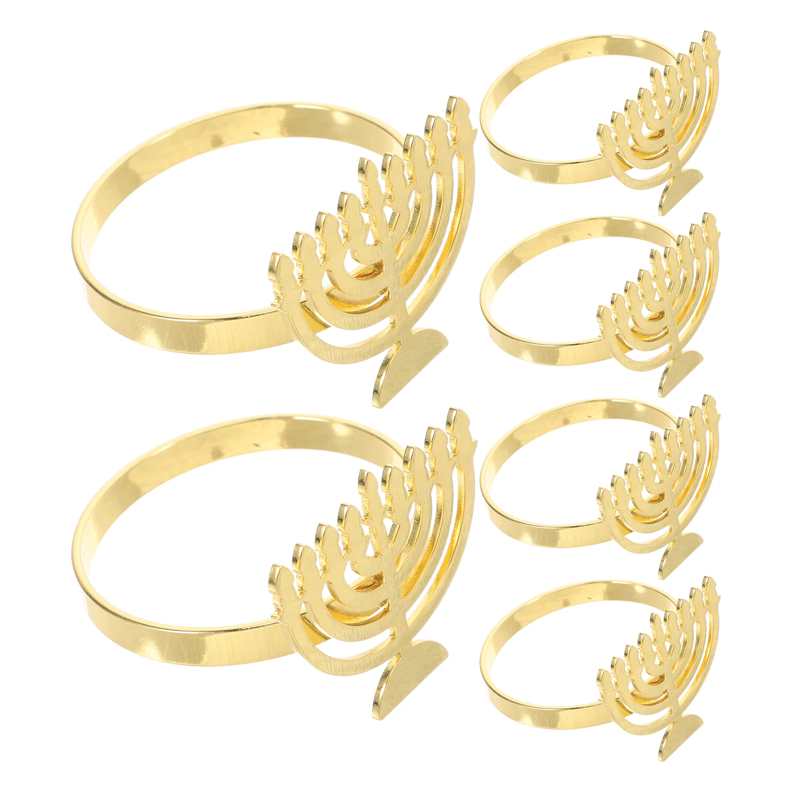 

6Pcs Hanukkah Menorah Napkin Rings Metal Napkin Holders Elegant Festive Table Decor Chanukah Jerusalem Buckles
