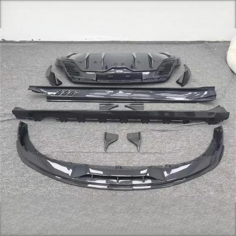 

For Porsche Taycan 2018 2019 2020 2021 2022 ReaI Carbon Fiber Bumper Front Lip Rear Lip Side Skirts Spoiler Kit