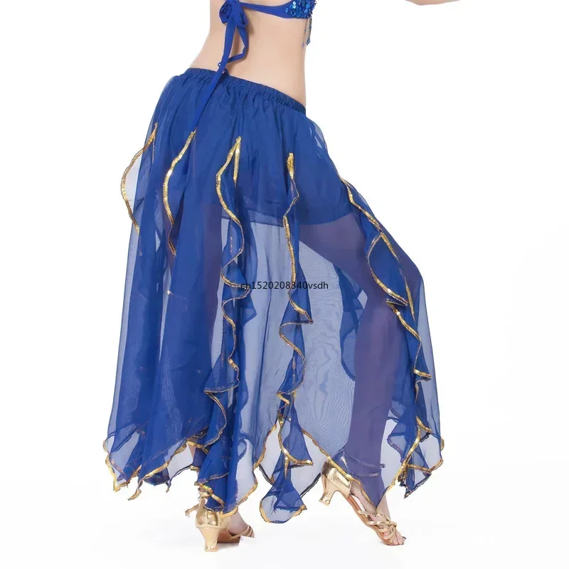 Gonne di danza del ventre orientali con doppie fessure alte in Chiffon per le donne (senza cintura) accessori per costumi di danza del ventre gonna