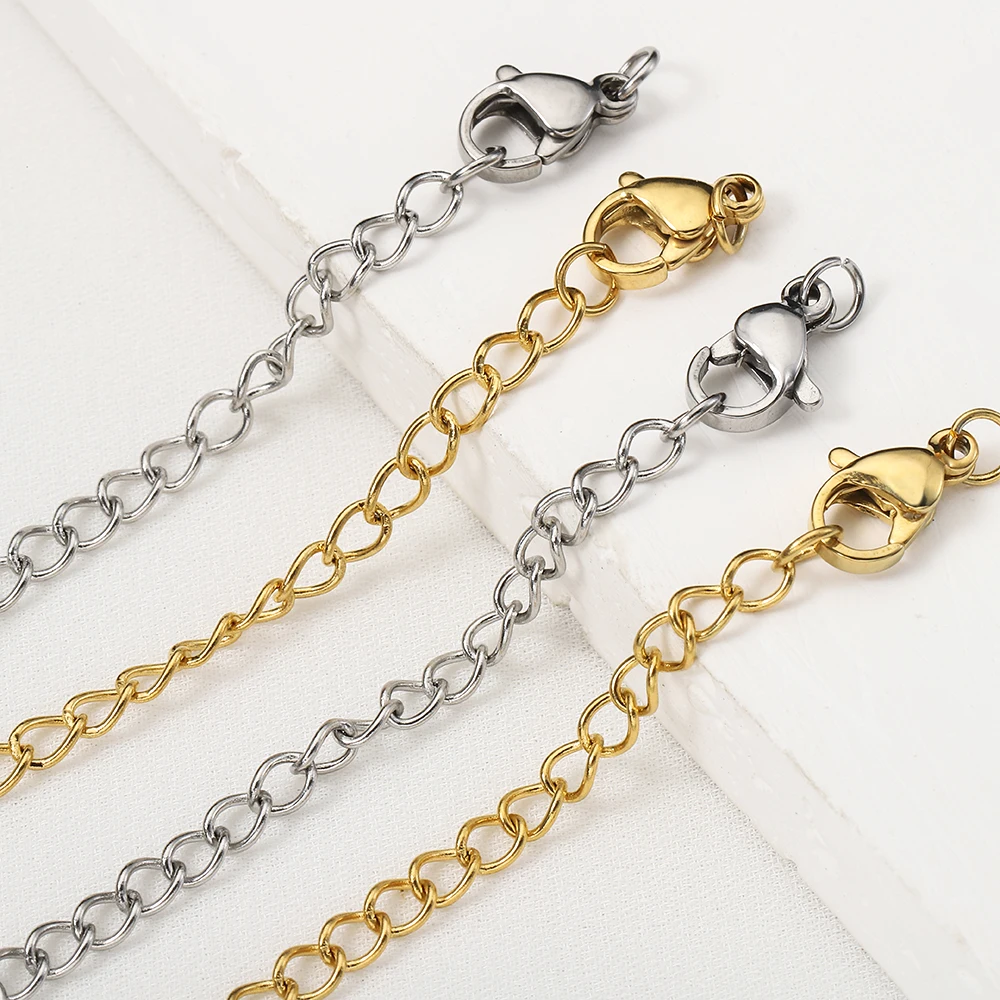 No Fade 10pcs 5pcs Stainless Steel Extension Chain Extended Connector Ball Tail Chain for Bracelet Necklace Jewelry Making DIY