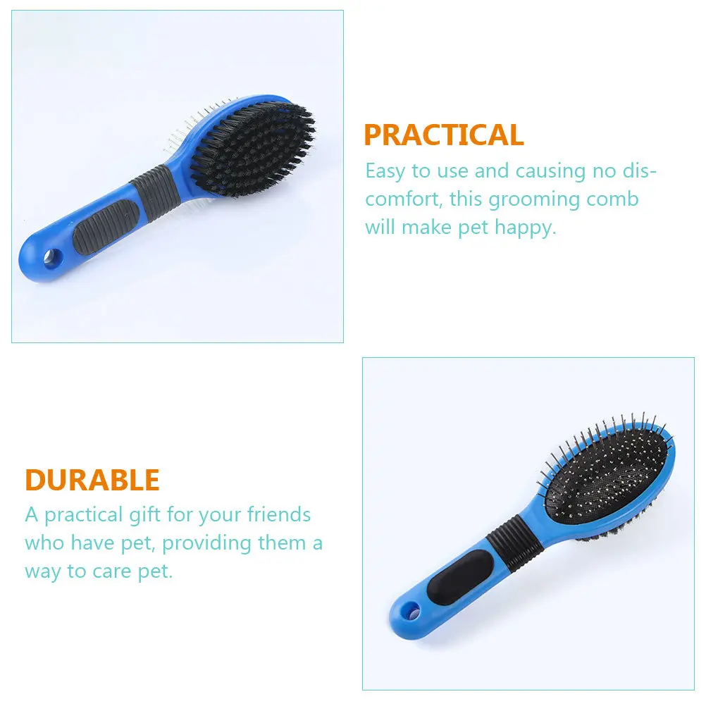 

Двусторонняя расческа для животных, щетка для груминга кошек, средство для удаления шерсти щенков, простое в использовании, прочное, из высококачественных материалов, с противоскользящим покрытием, инструмент для ухода за питомцами