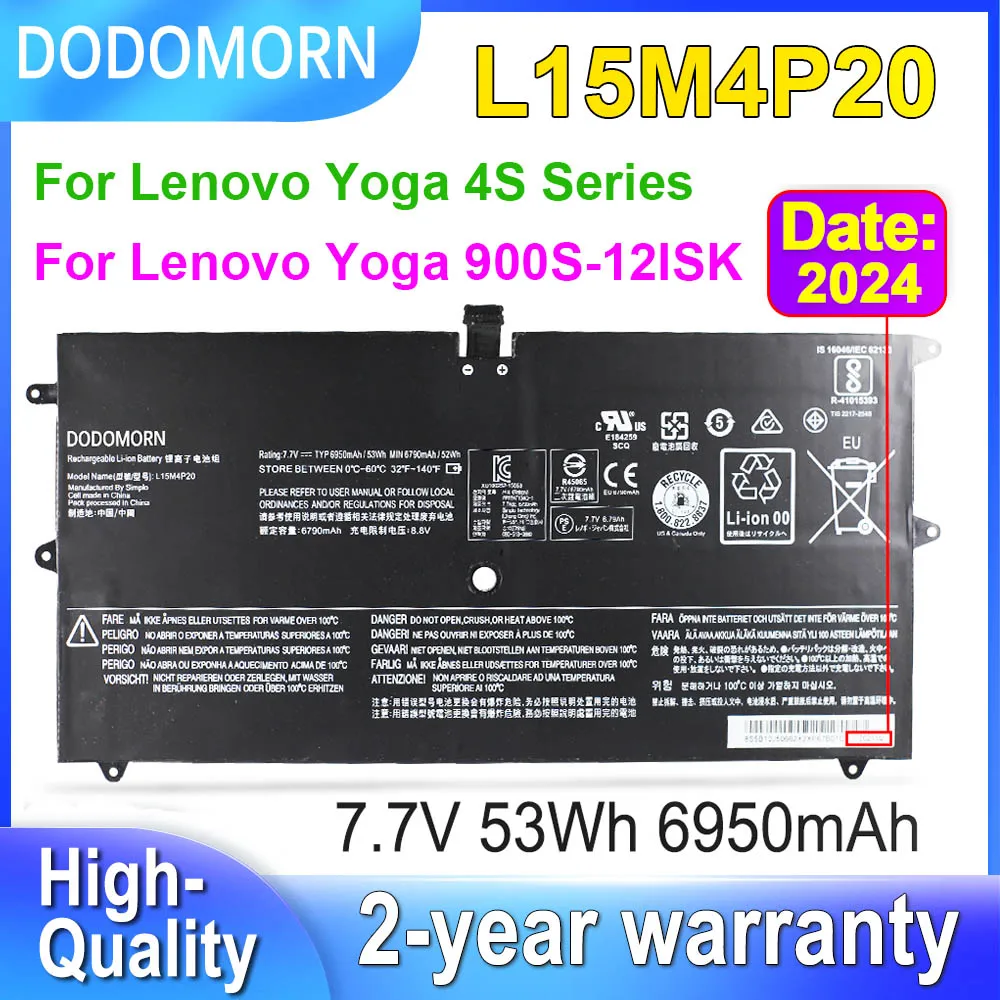 

DODOMORN L15M4P20 L15L4P20 For Lenovo Yoga 4S 900S-12ISK 80ML Series Laptop Battery Rechargeable With Tracking Number 7.7V 53Wh