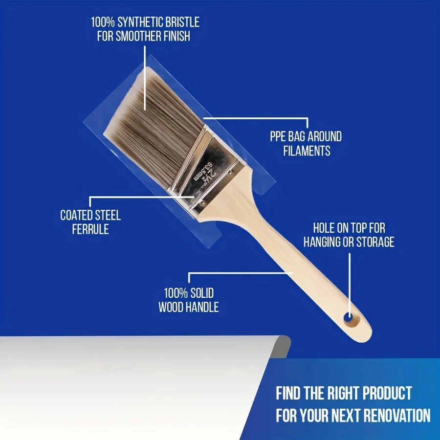 5本セット 高品質ペイントブラシ BBQブラシ バーベキュー 家具ハンドル 壁塗装用 柔らかい毛と木製ハンドル付き