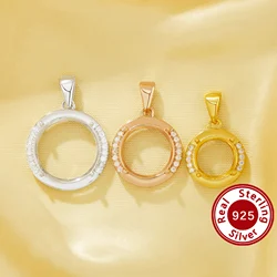 Round Prong Pendant Settings,Solid 925 Sterling Silver Rose Gold Plated Pendant Charm,Minimalist CZ Stone Pendant 1411379