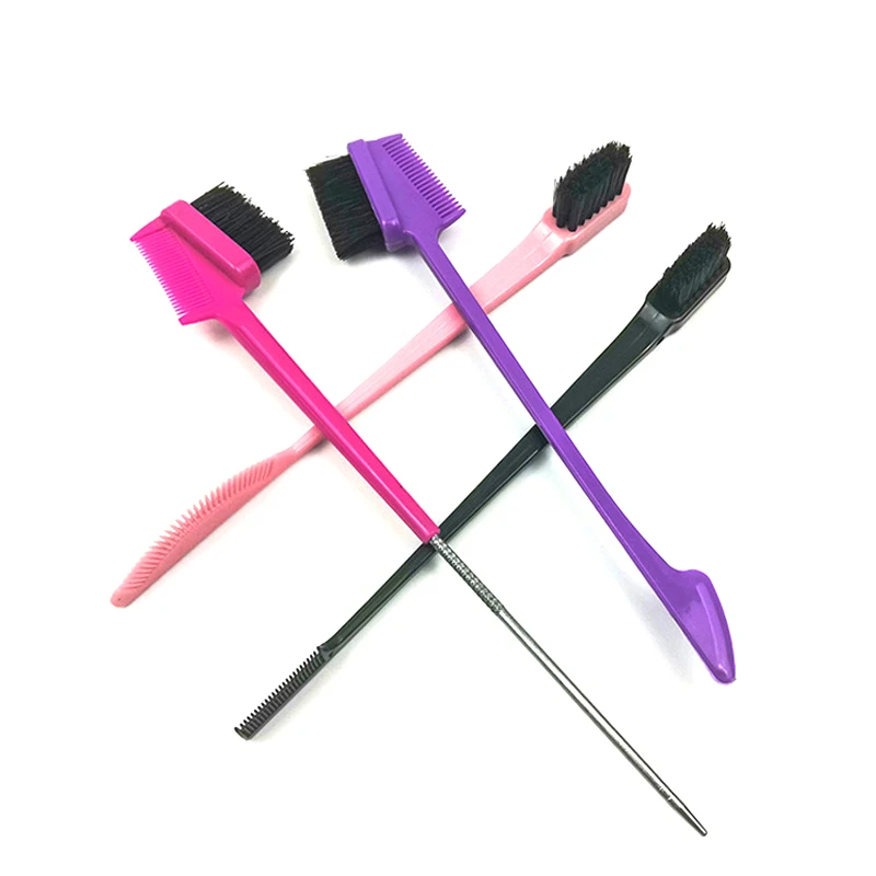 Multifunções escova de borda do cabelo, sobrancelha dupla, pente de cabelo profissional, escovas de sobrancelha, ferramenta cosmética, 2 em 1