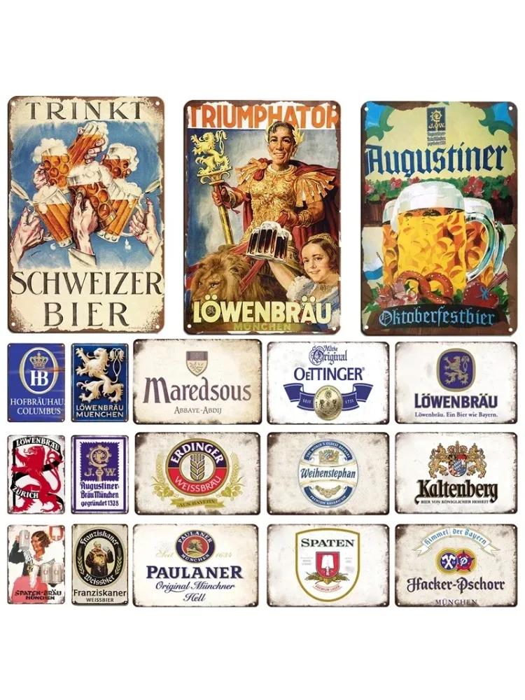 HD Metall-Blechschild Vintage Deutsche Biermarke Oktoberfest Retro Wanddekoration für Bar Pub Männerhöhle