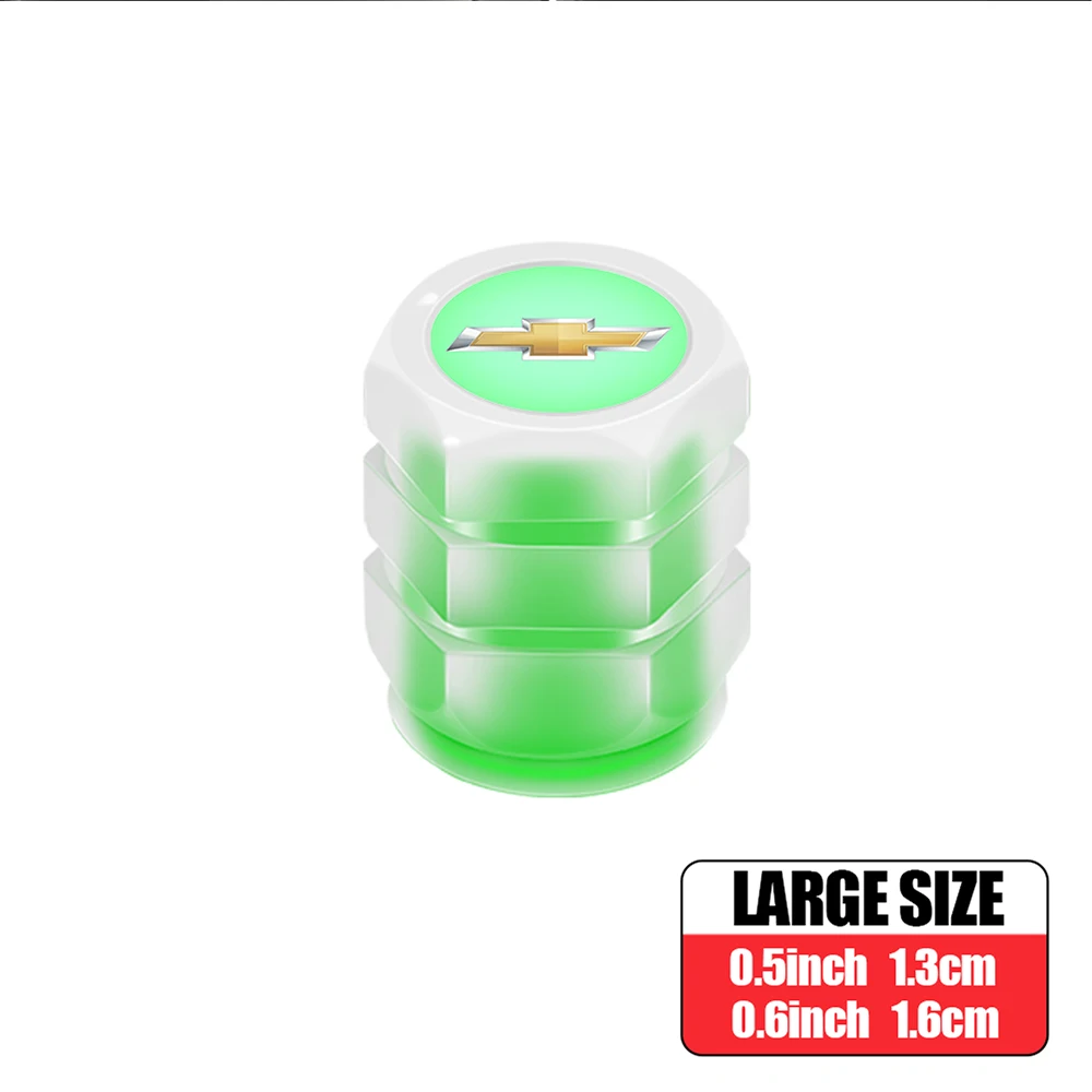 4Pcs Car Luminous Wheel Valve Caps Fluorescent Green Tyre Stem Rims Cover For Chevrolet Cruze Spark Captiva Camaro Sail Traverse